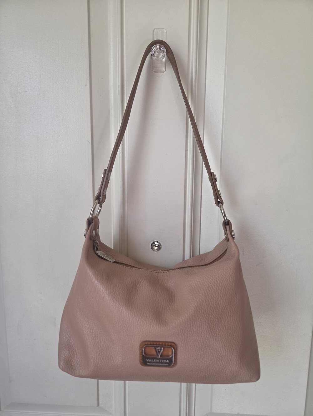 Valentina Blush Pink Italian Leather Shoulder Bag 🤎